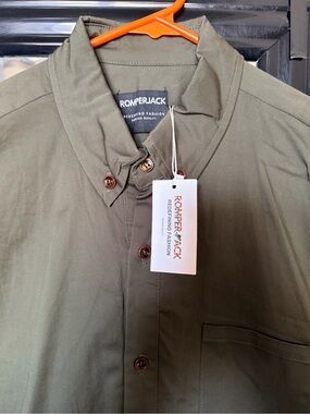 Romperjack Men’s Olive Button-Down Lightweight Shirt Jacket